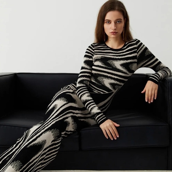 Commense Zebra Print Long Sleeve Sweater Dress - Picture 1 of 5
